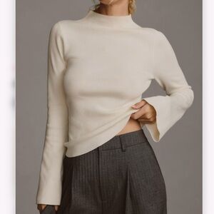 Anthropologie The Arlowe Bell-Sleeve Sweater by Maeve In Ivory